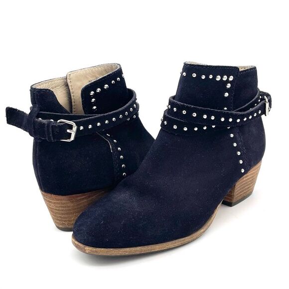 Boden Keira Studded Ankle Booties Ink Dark Navy Suede Women’s Size 38 EU | 7 US - Picture 5 of 16
